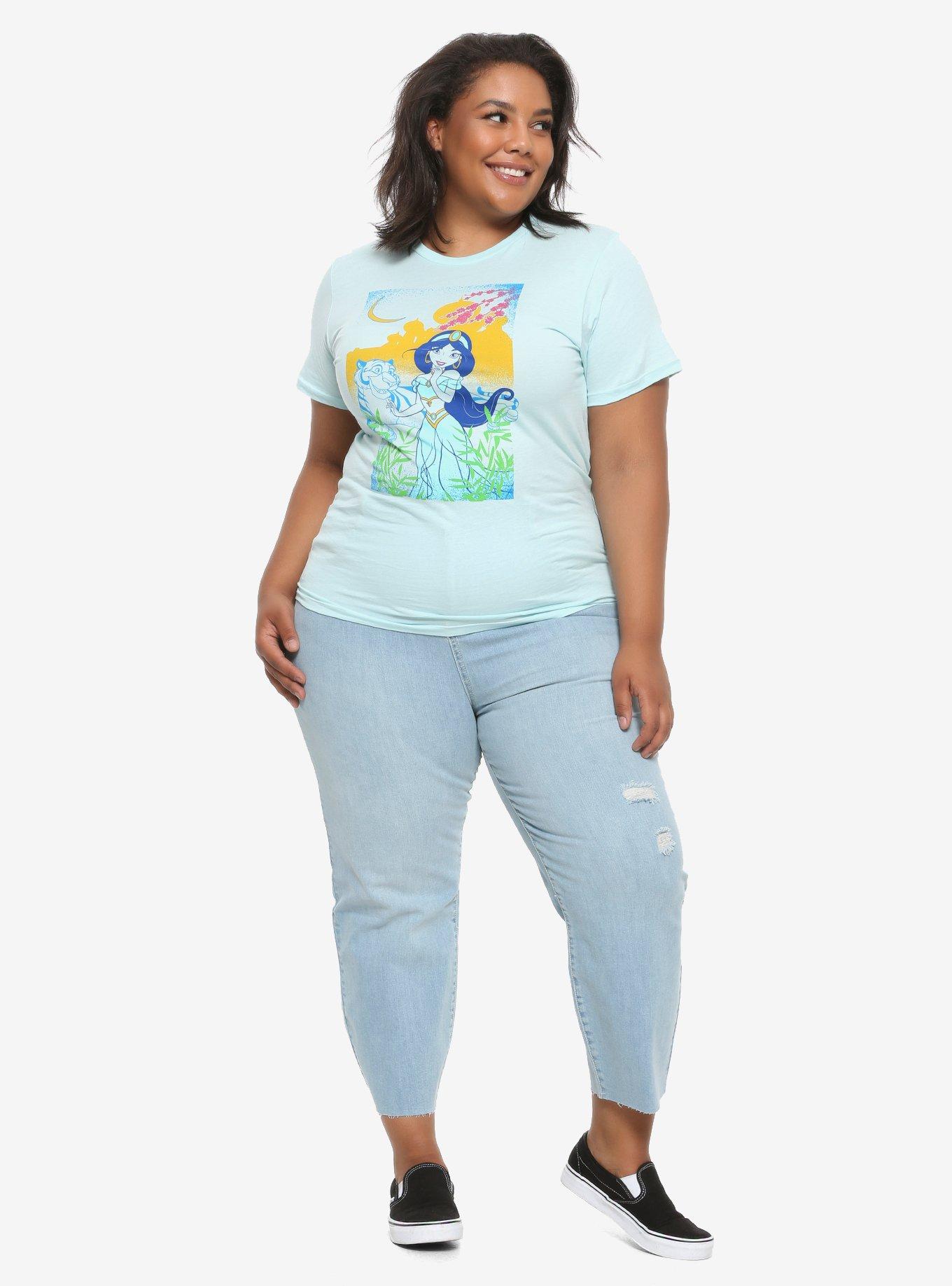 Disney Aladdin Jasmine & Rajah Block Print Boyfriend Fit Girls T-Shirt Plus Size, MULTI, alternate