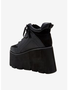 Black Lace-Up Platform Sneakers, , hi-res