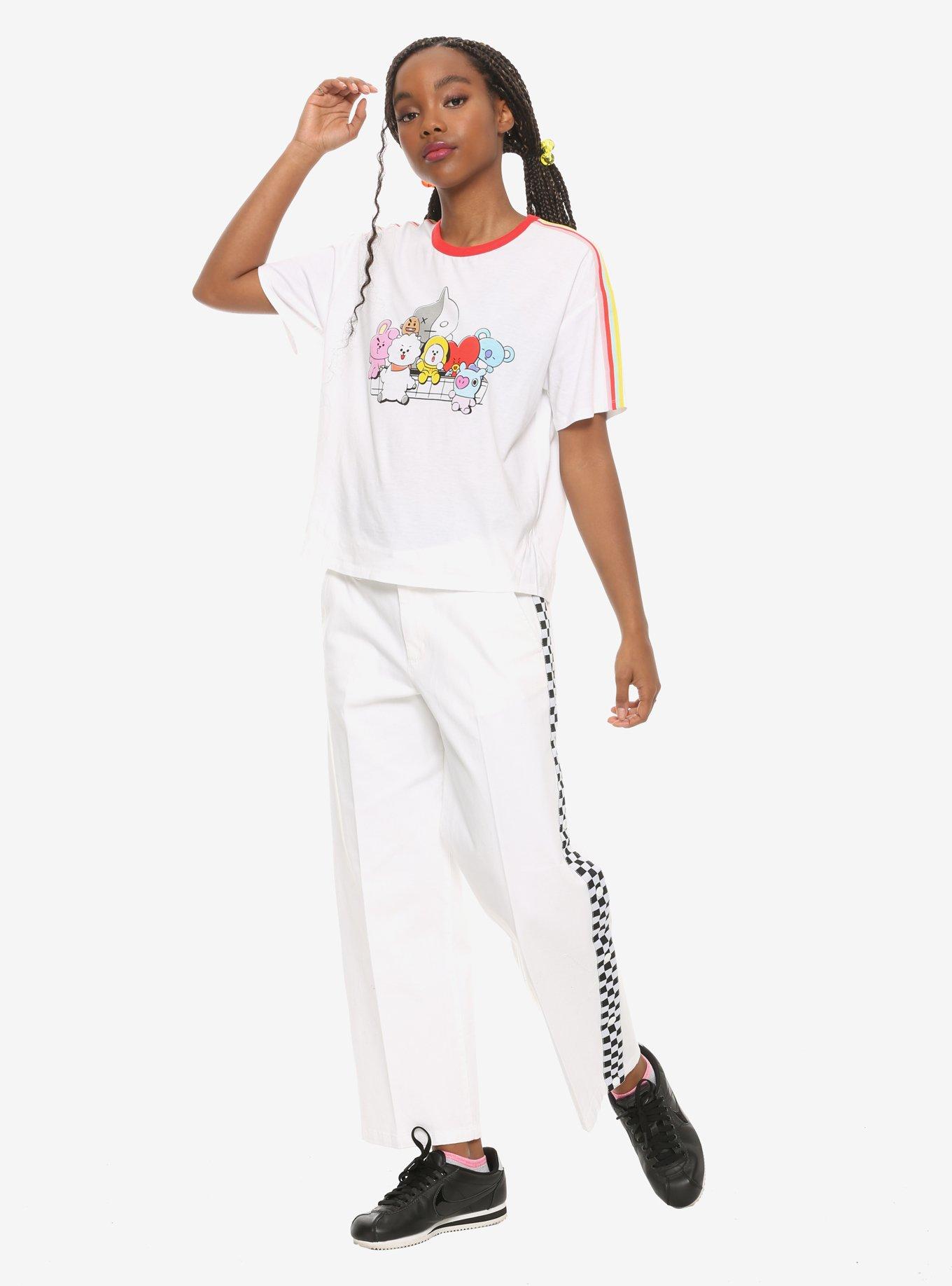 BT21 Group Rainbow Tape Girls Crop T-Shirt, MULTI, alternate
