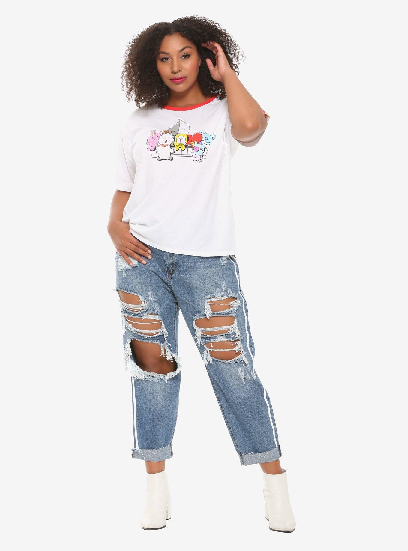 BT21 Group Rainbow Tape Girls T-Shirt Plus Size, , alternate