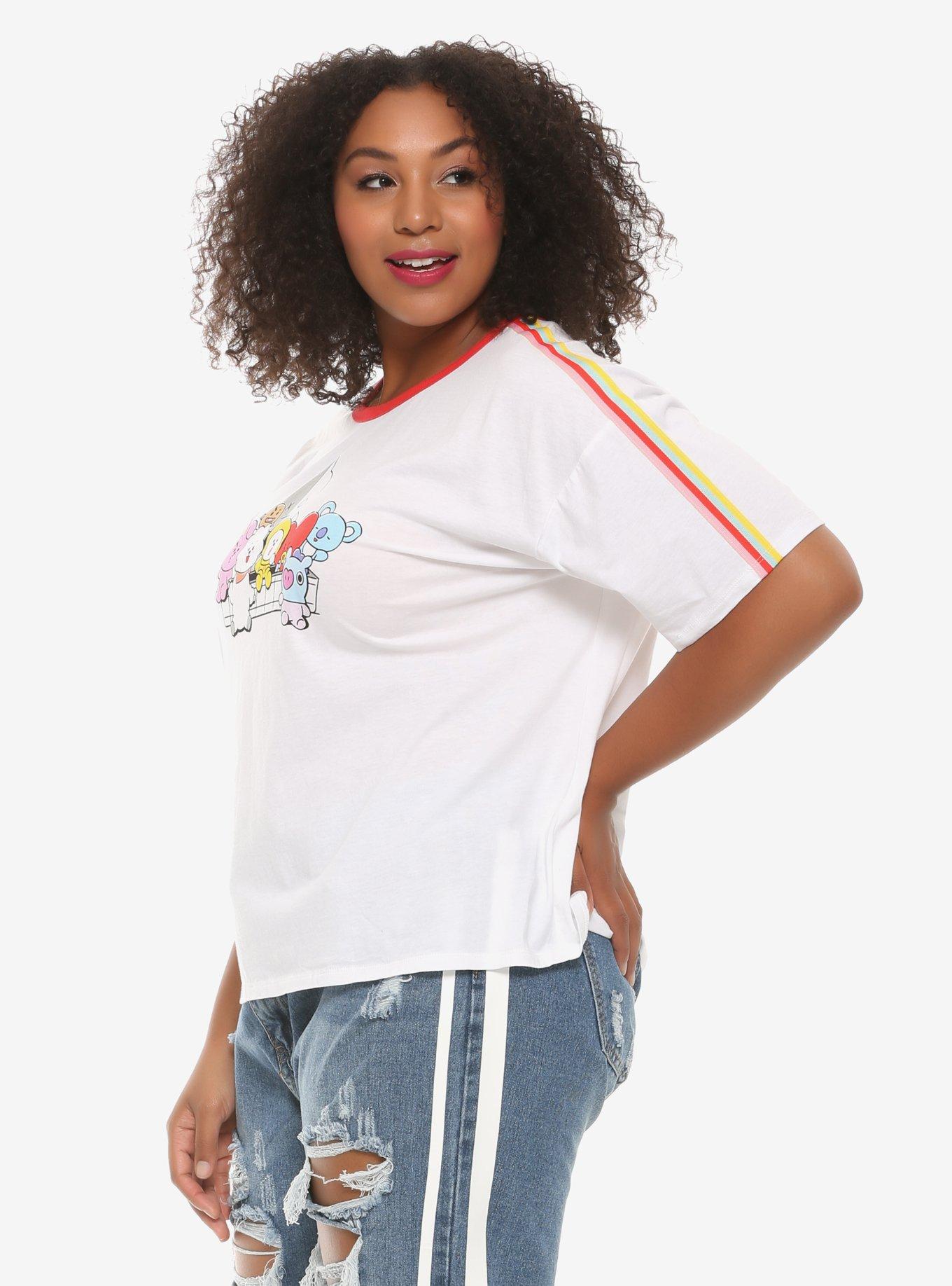 BT21 Group Rainbow Tape Girls T-Shirt Plus Size, , alternate