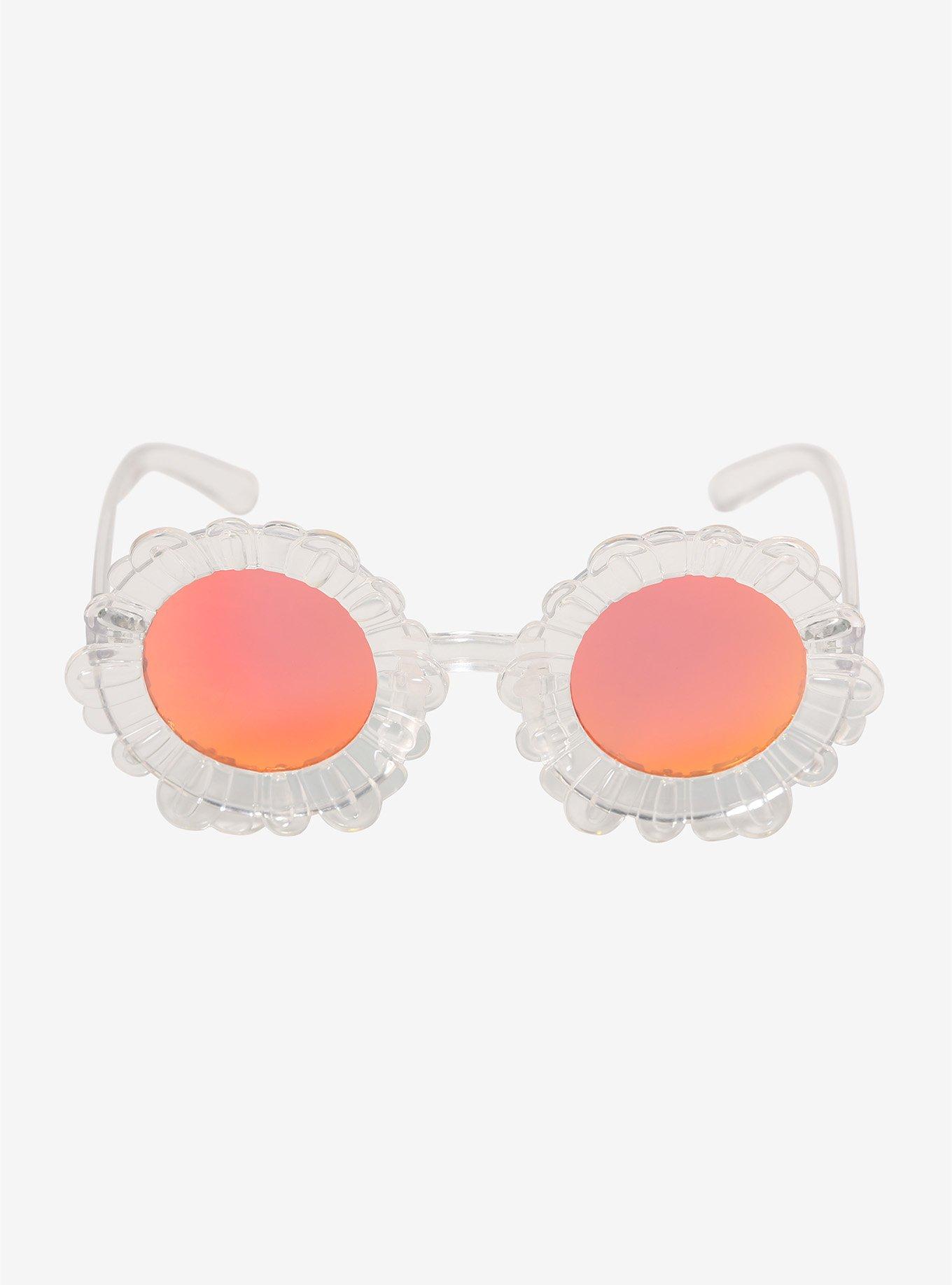 Clear Frame Sunset Mirror Lens Daisy Sunglasses, , alternate