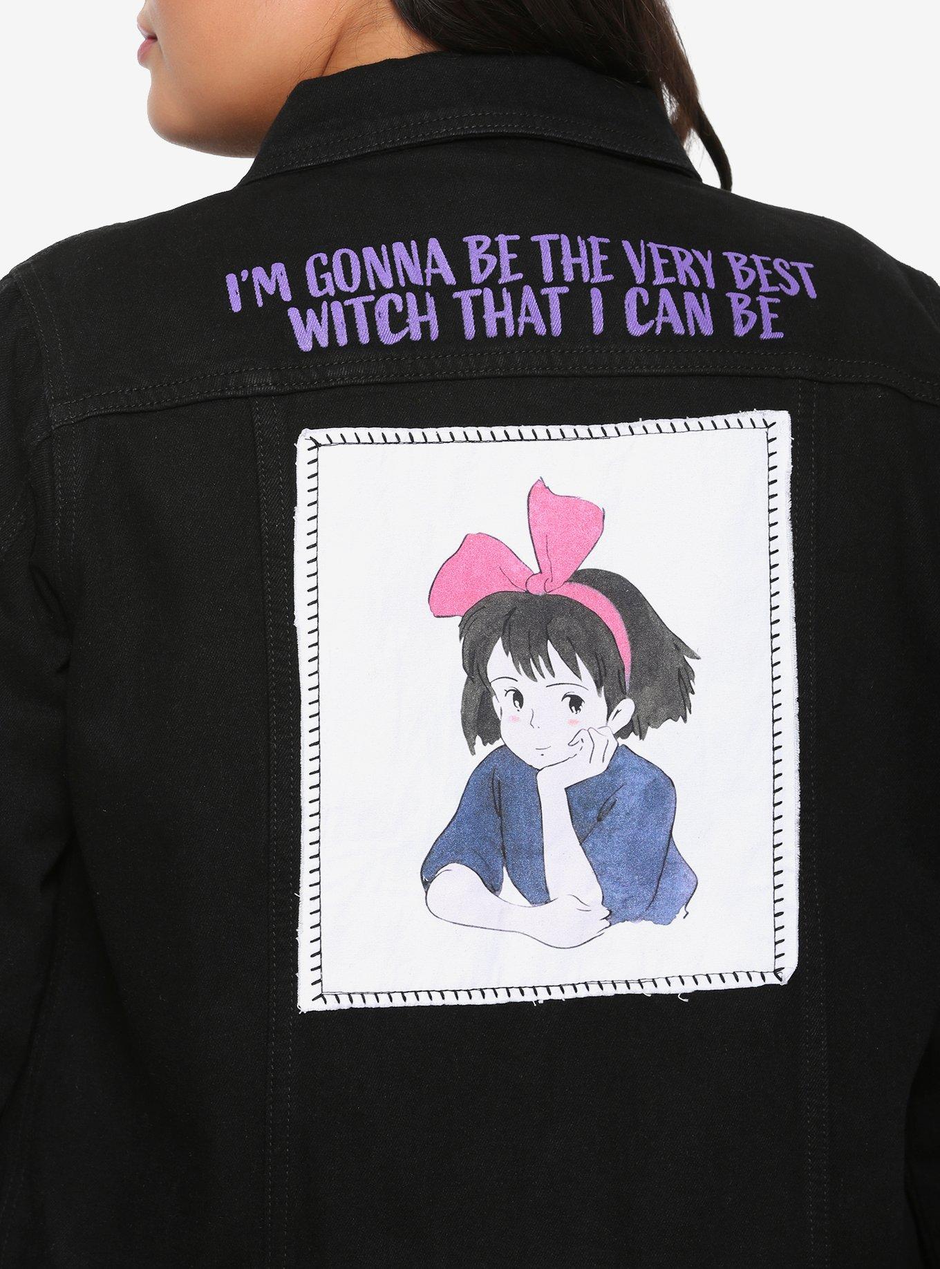 Her Universe Studio Ghibli Kiki's Delivery Service Best Witch Girls Black Denim Jacket Plus Size, MULTI, alternate