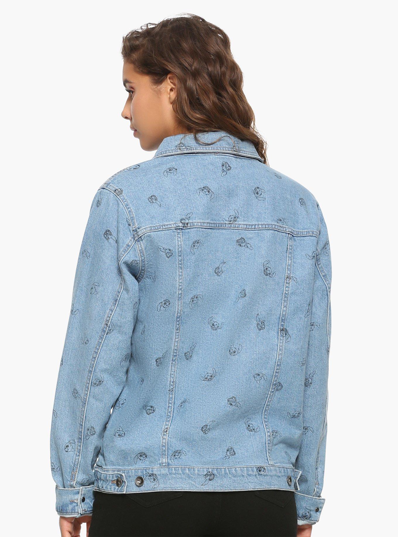 Disney Lilo & Stitch Toss Print Girls Denim Jacket, DARK BLUE, alternate