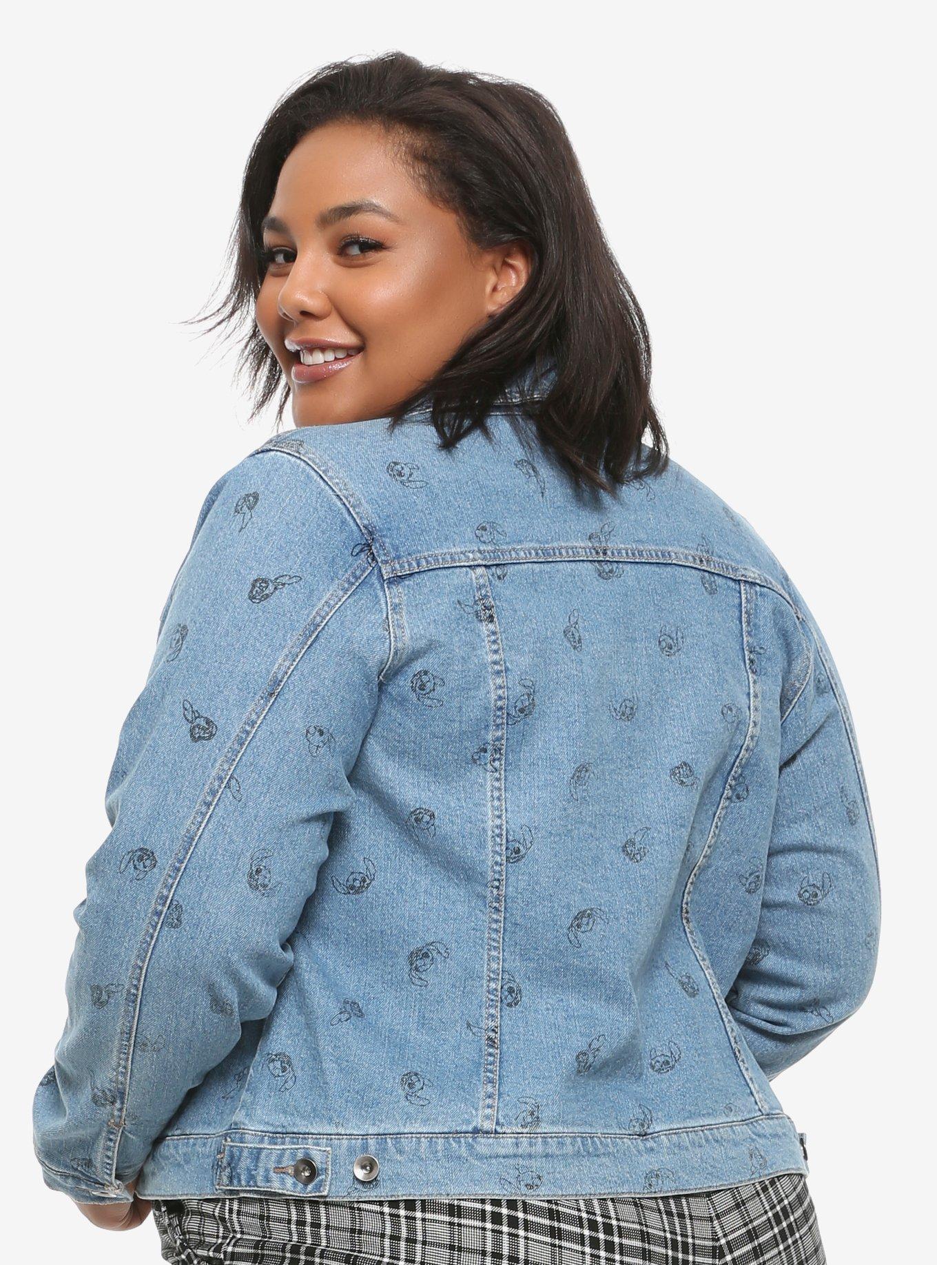 Disney Lilo & Stitch Toss Print Girls Denim Jacket Plus Size, DARK BLUE, alternate