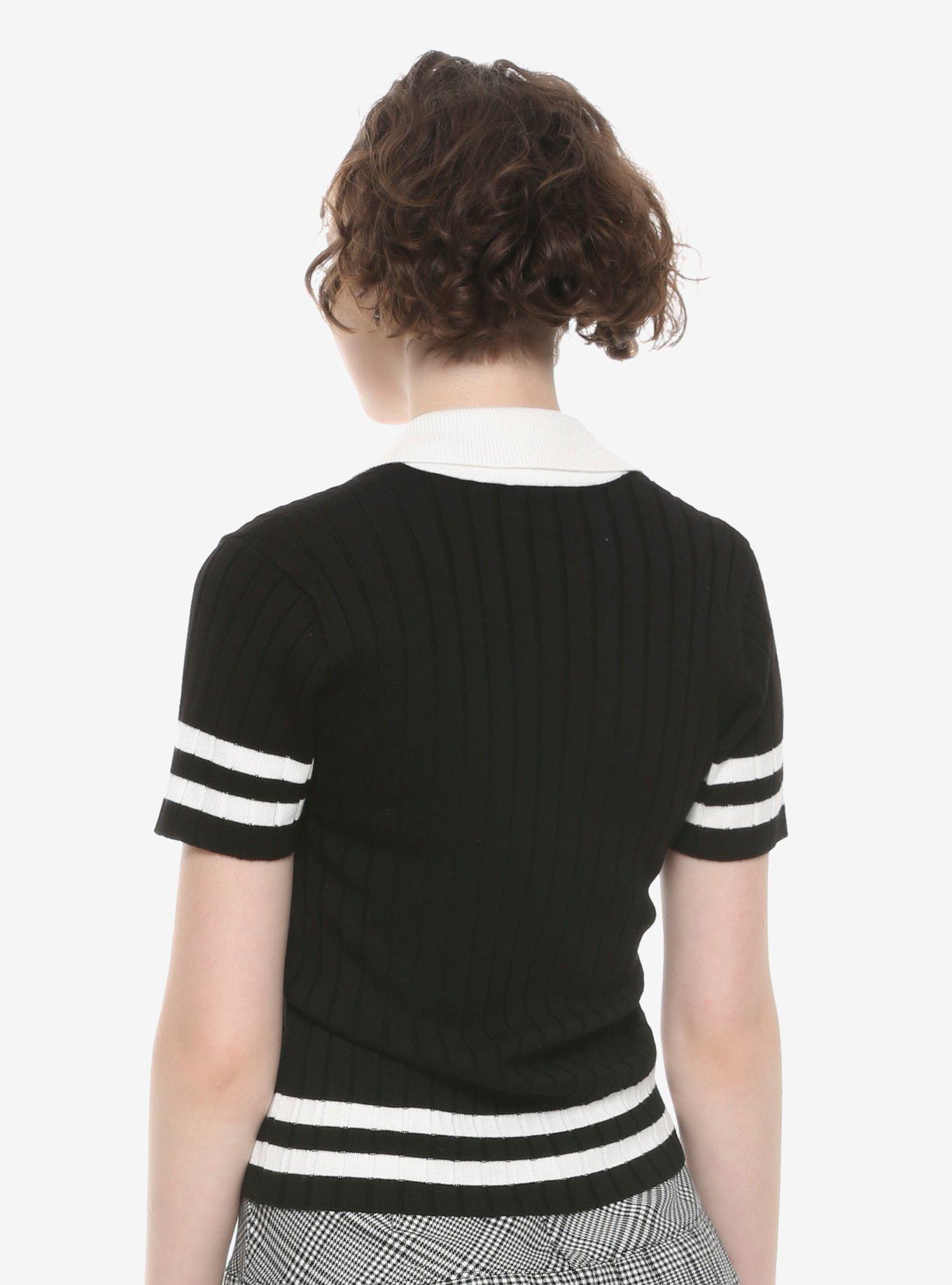 Black & White Pentagram Girls Knit Top, , alternate