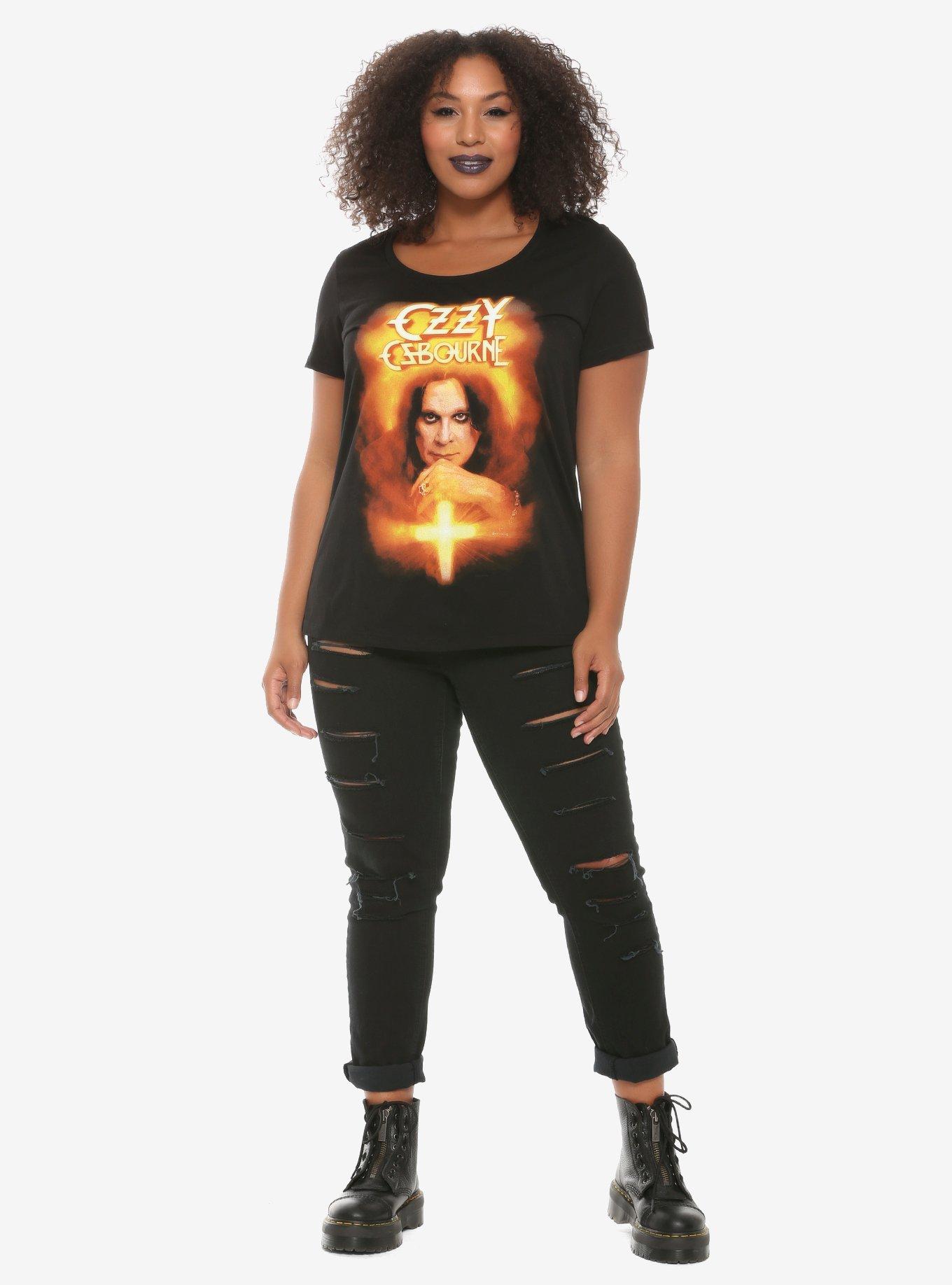 Ozzy Osbourne Glow Photo Girls T-Shirt Plus Size, BLACK, alternate