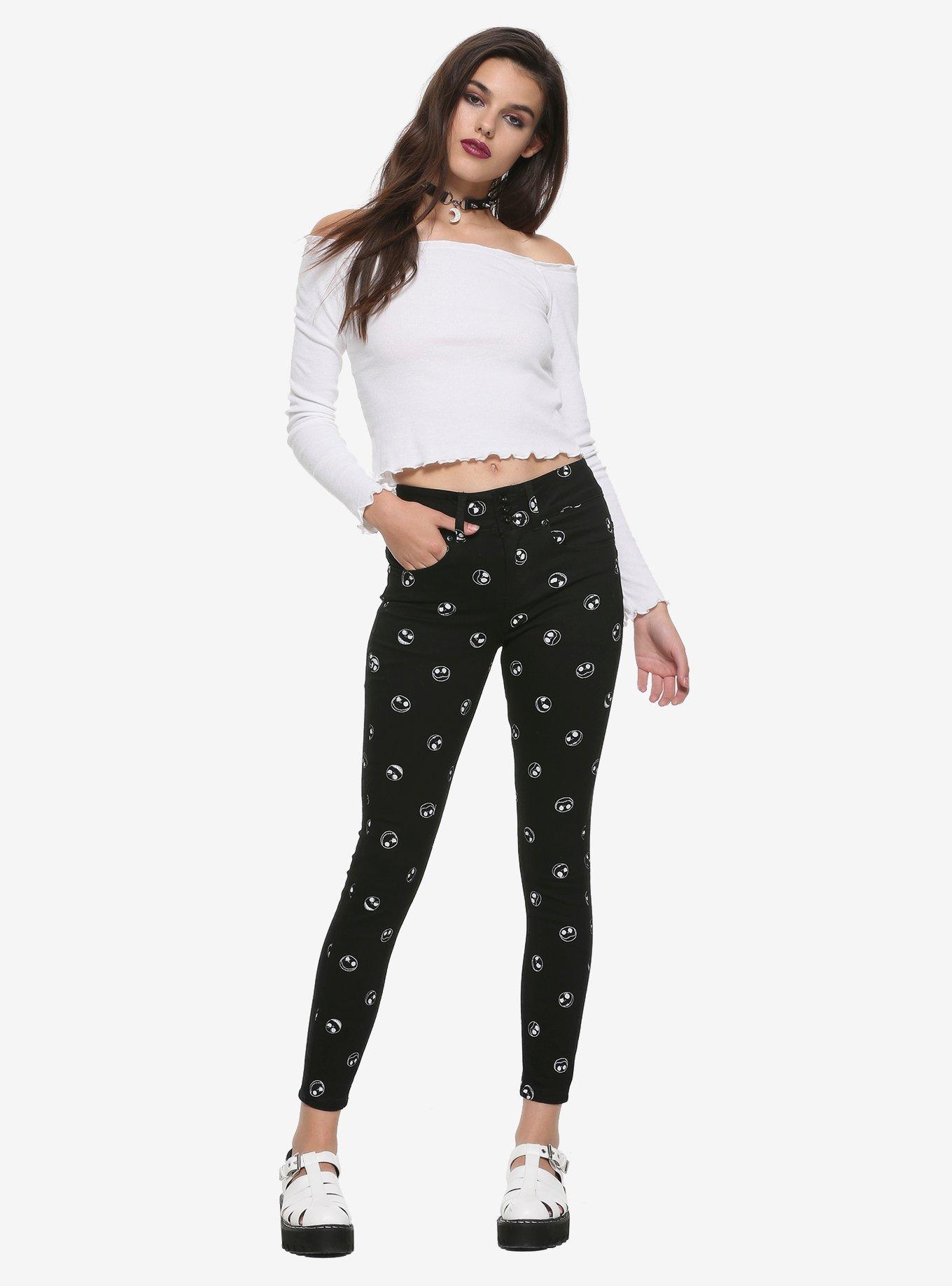 The Nightmare Before Christmas Jack Skellington Face Super Skinny Pants, MULTI, alternate