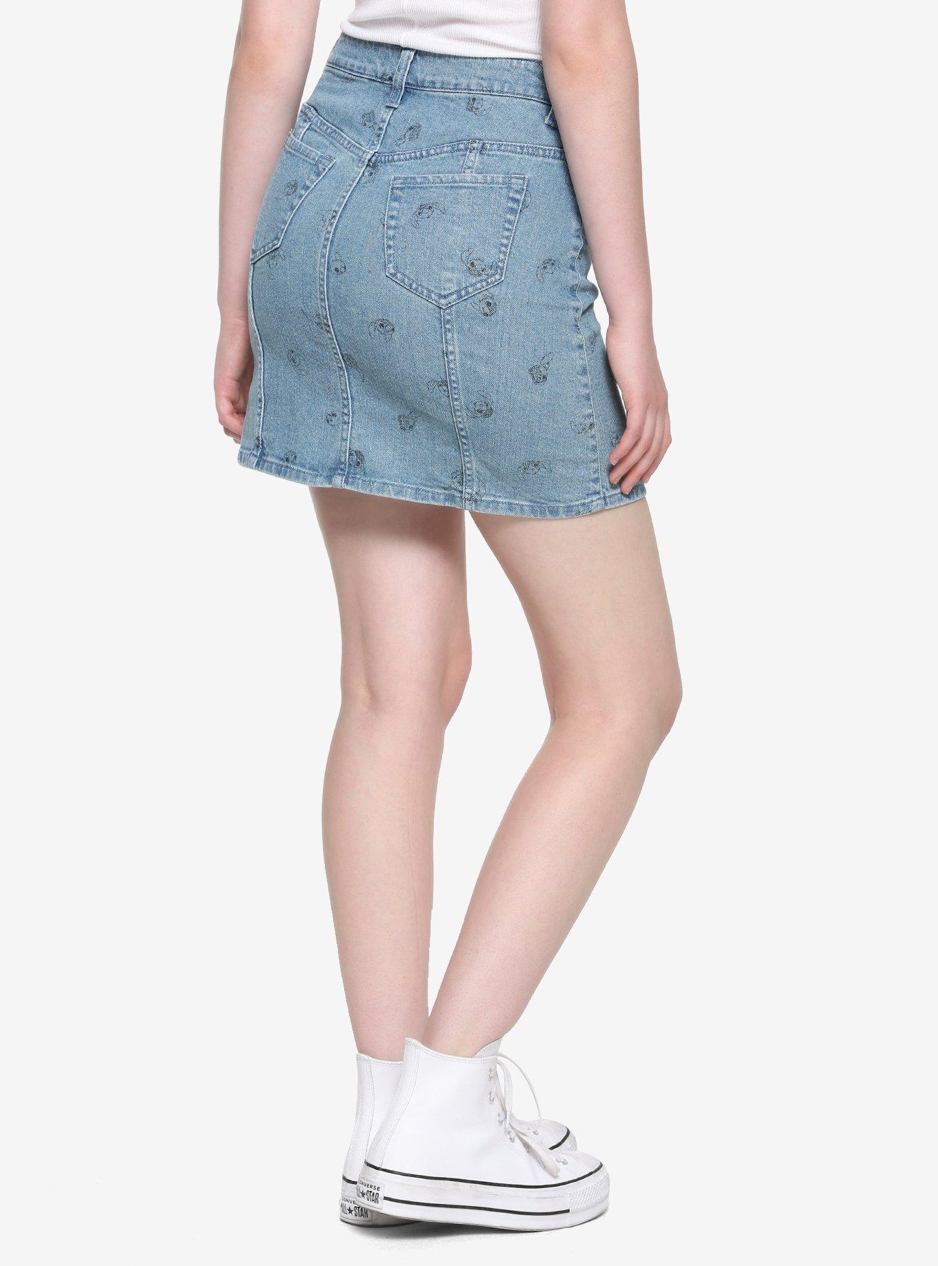 Disney Lilo & Stitch Print Denim Skirt, INDIGO, alternate