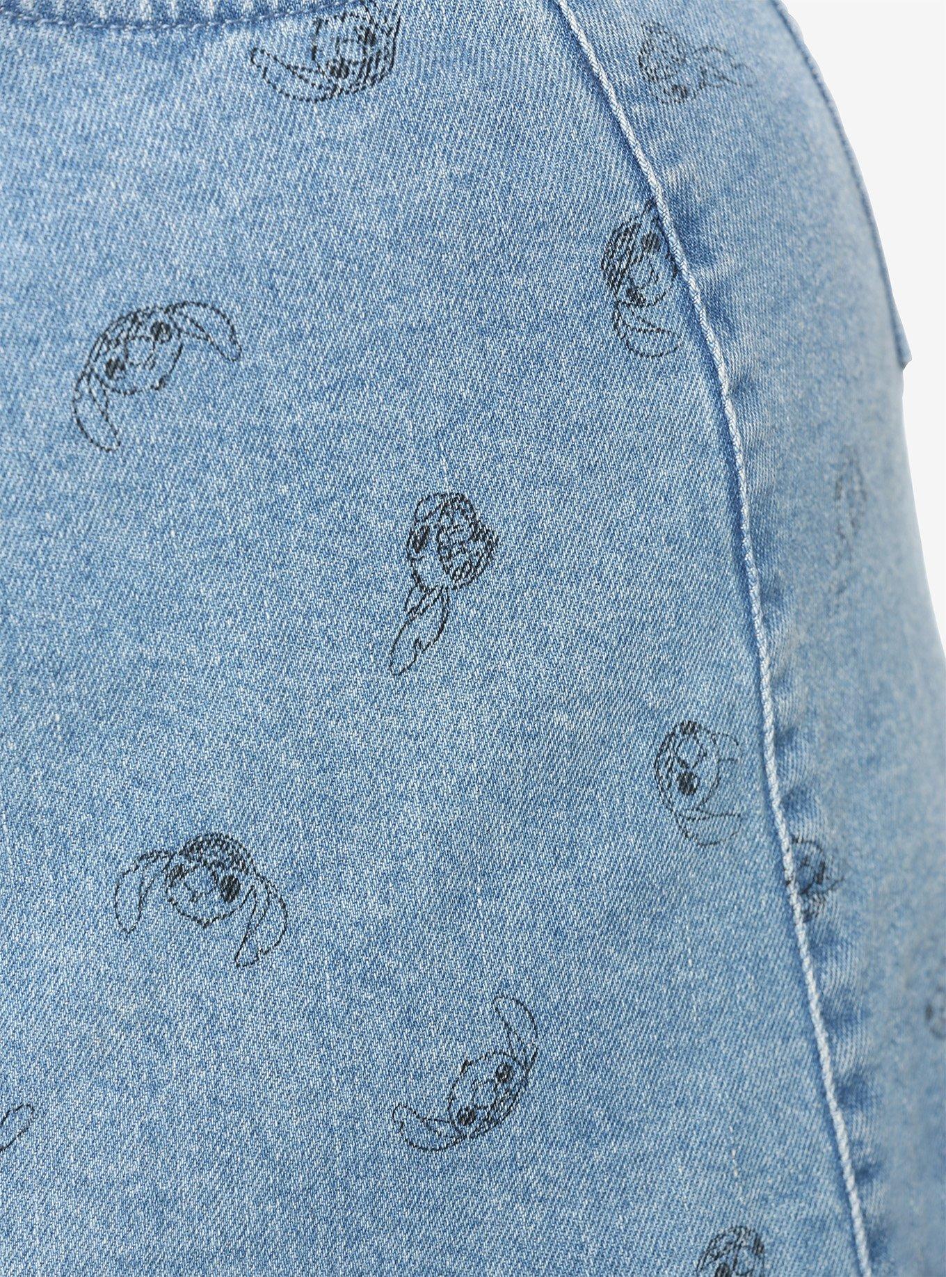 Disney Lilo & Stitch Print Denim Skirt Plus Size, INDIGO, alternate