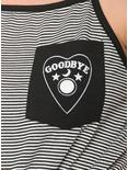 Goodbye Pocket Black & White Striped Girls Tank Top, BLACK  WHITE, alternate