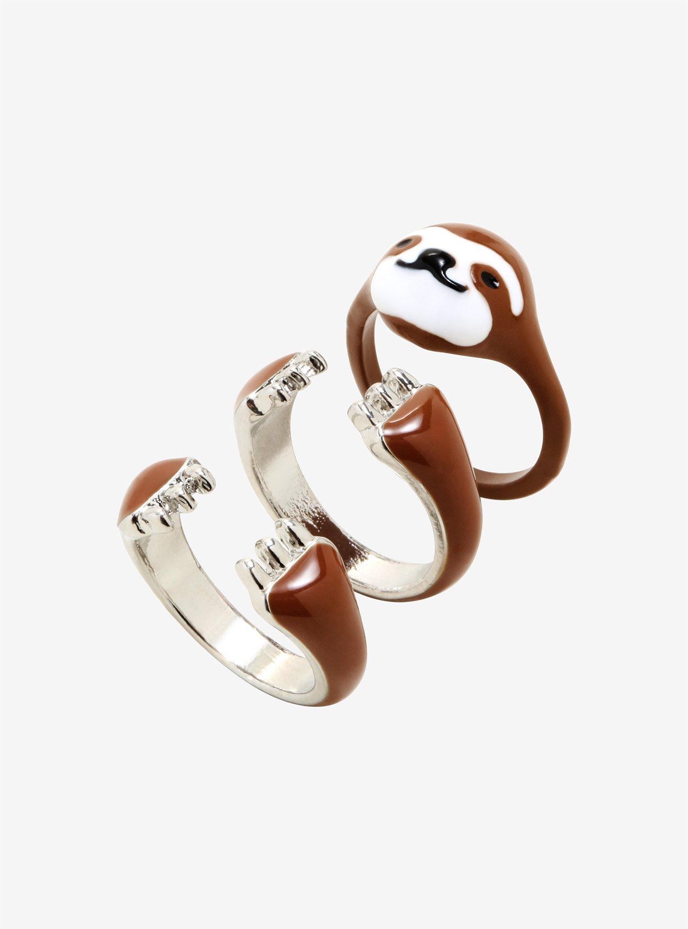 Hugging Sloth Ring Set, , alternate