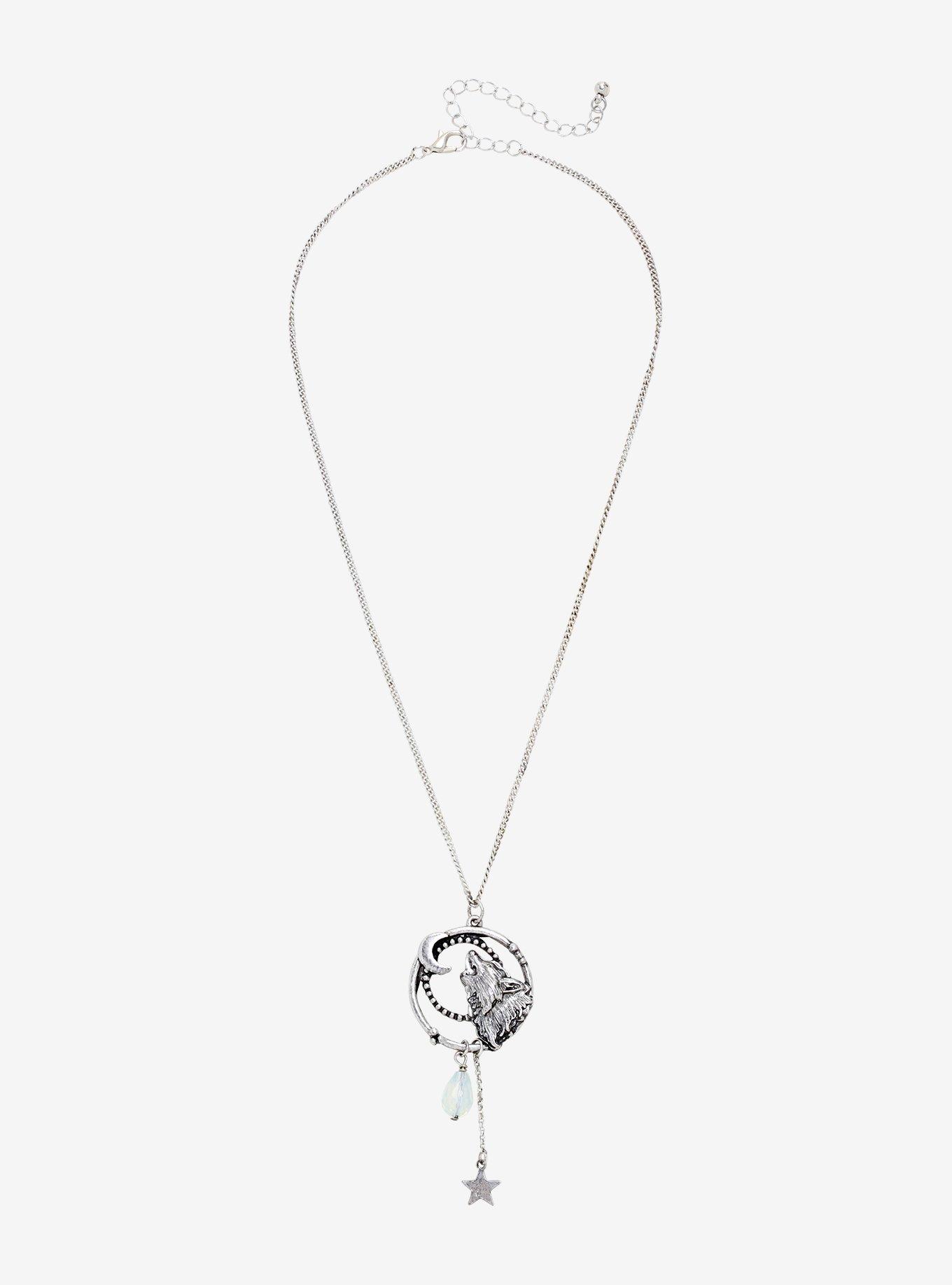 Wolf Howling At Moon Necklace, , alternate