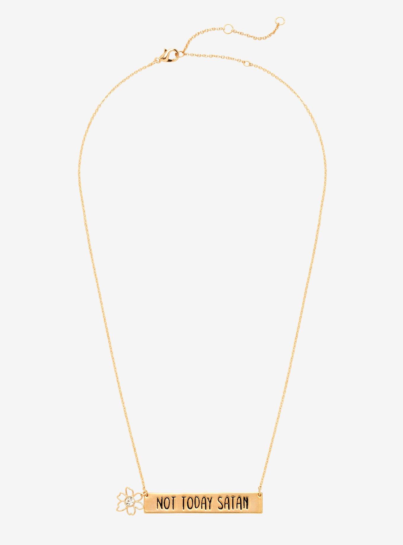 Not Today Satan Bar Necklace, , alternate