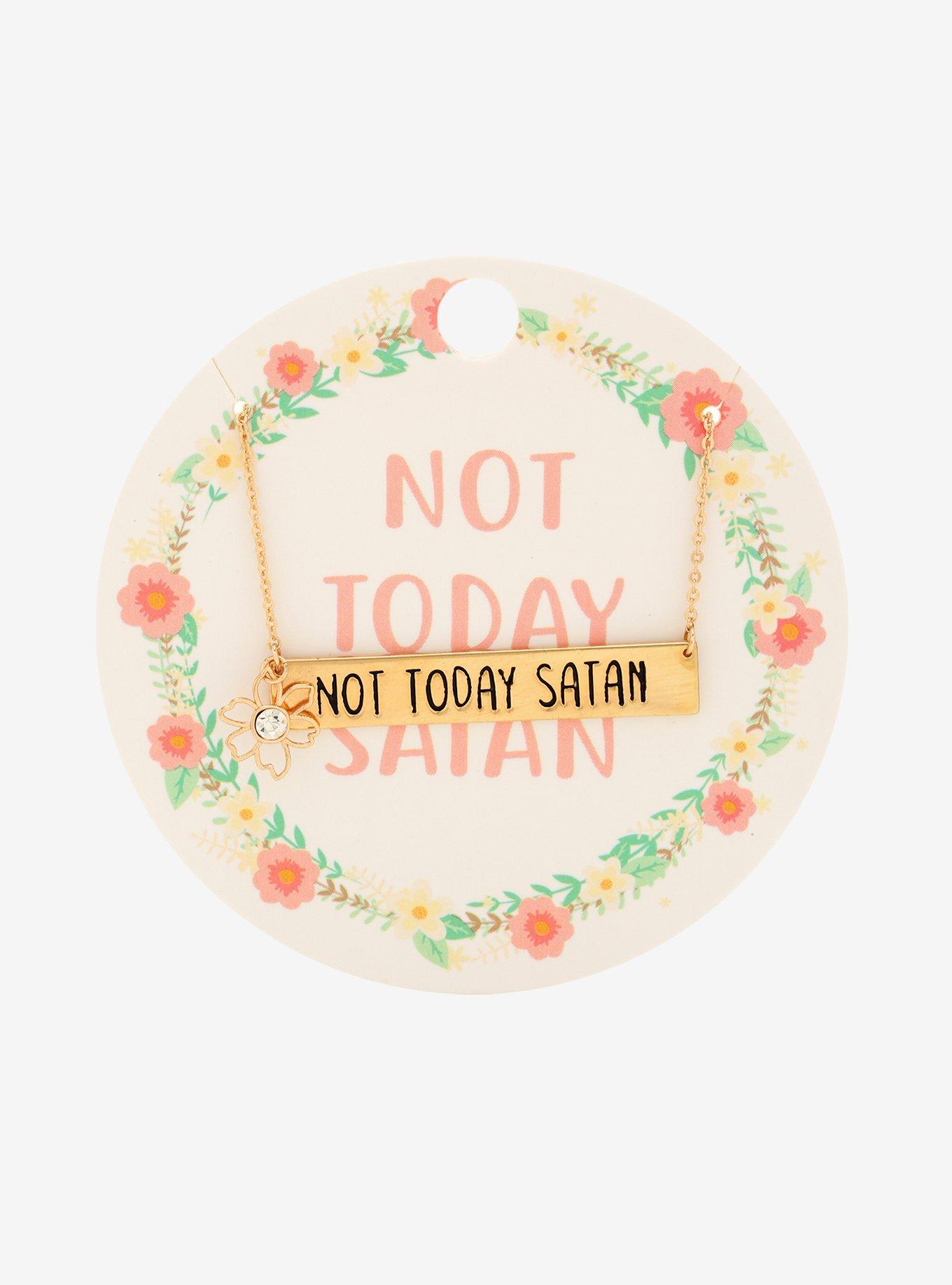 Not Today Satan Bar Necklace, , alternate