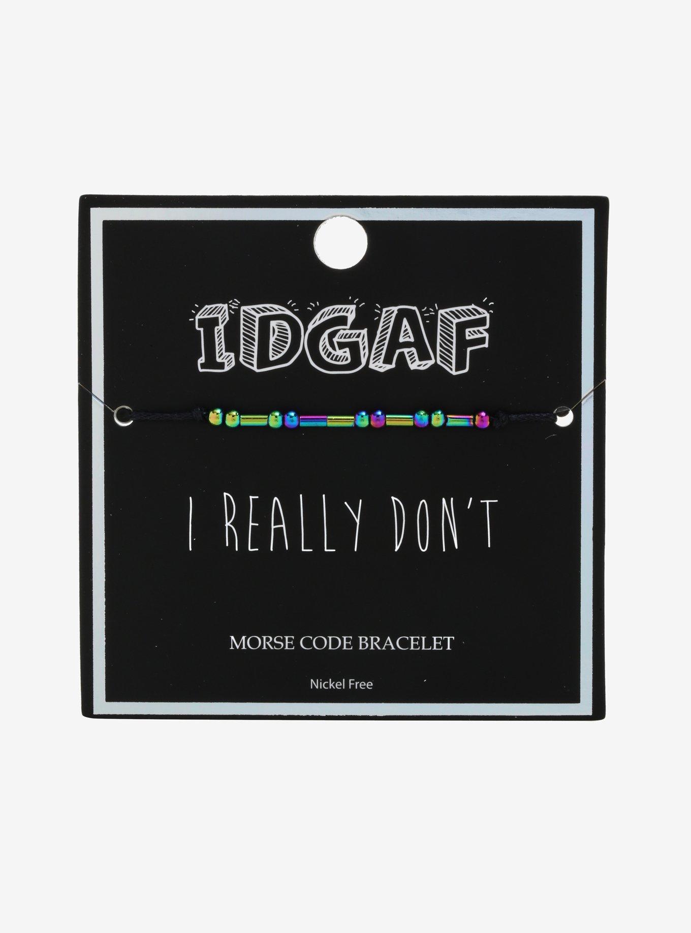 IDGAF Morse Code Cord Bracelet, , alternate