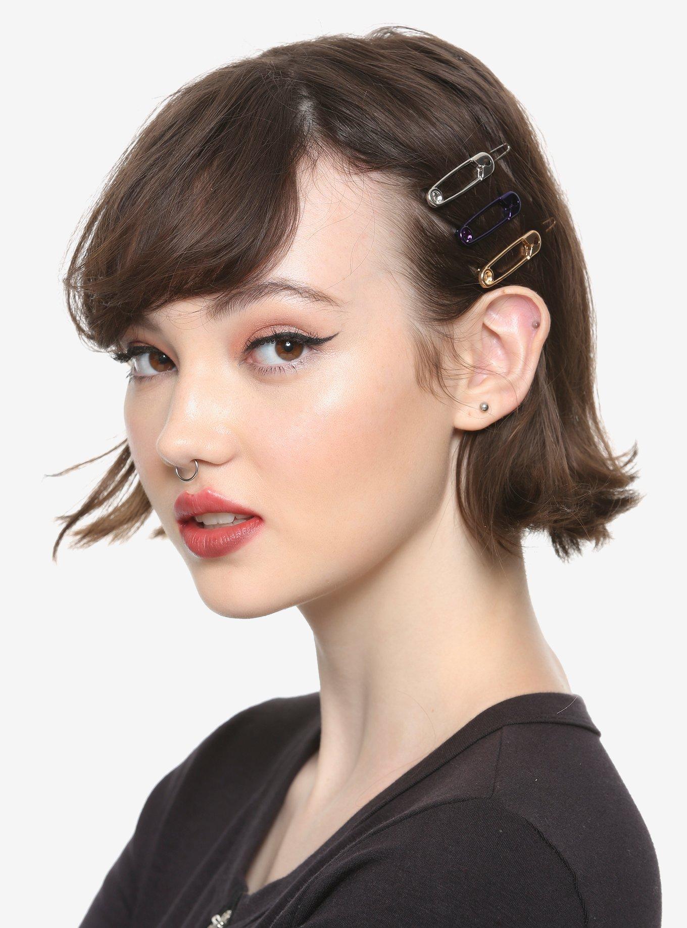Safety Pin Barrette Set, , alternate