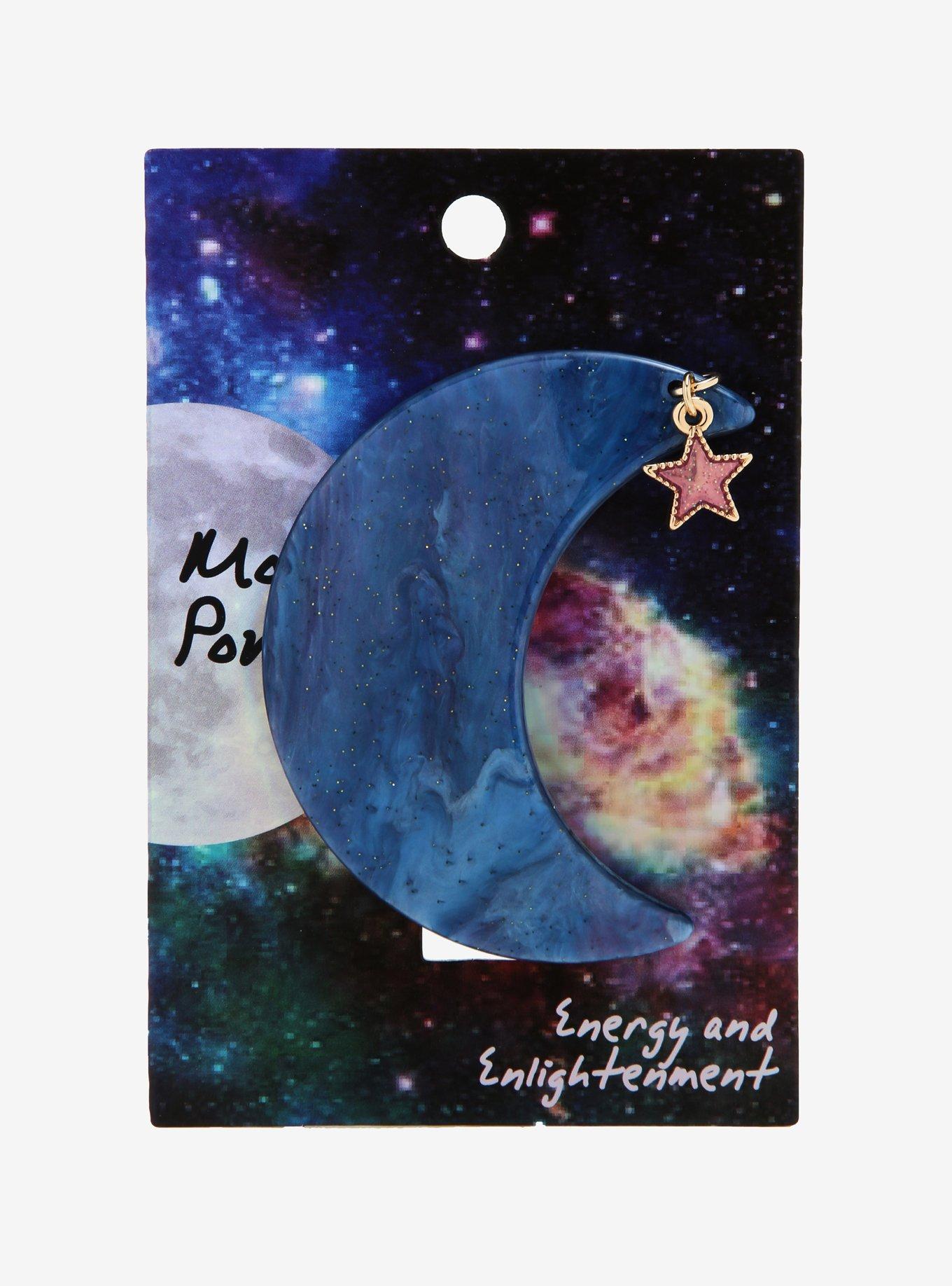 Moon Dangle Star Hair Clip, , alternate