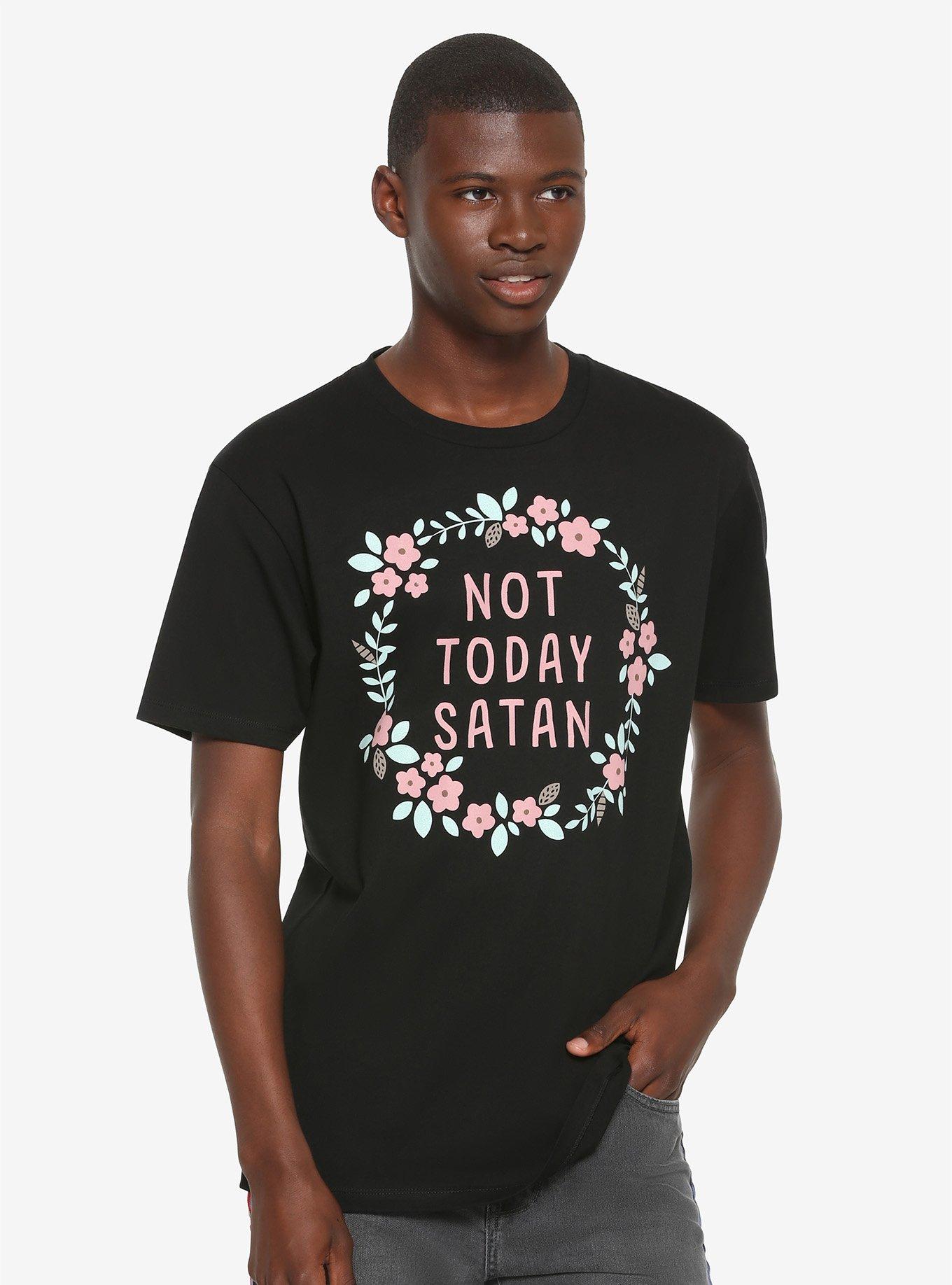Not Today Satan Floral T-Shirt, , alternate
