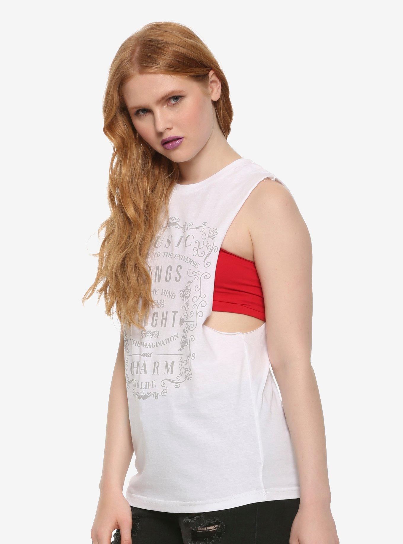 Music Wings Flight Charm Girls Muscle Top, BLACK, alternate