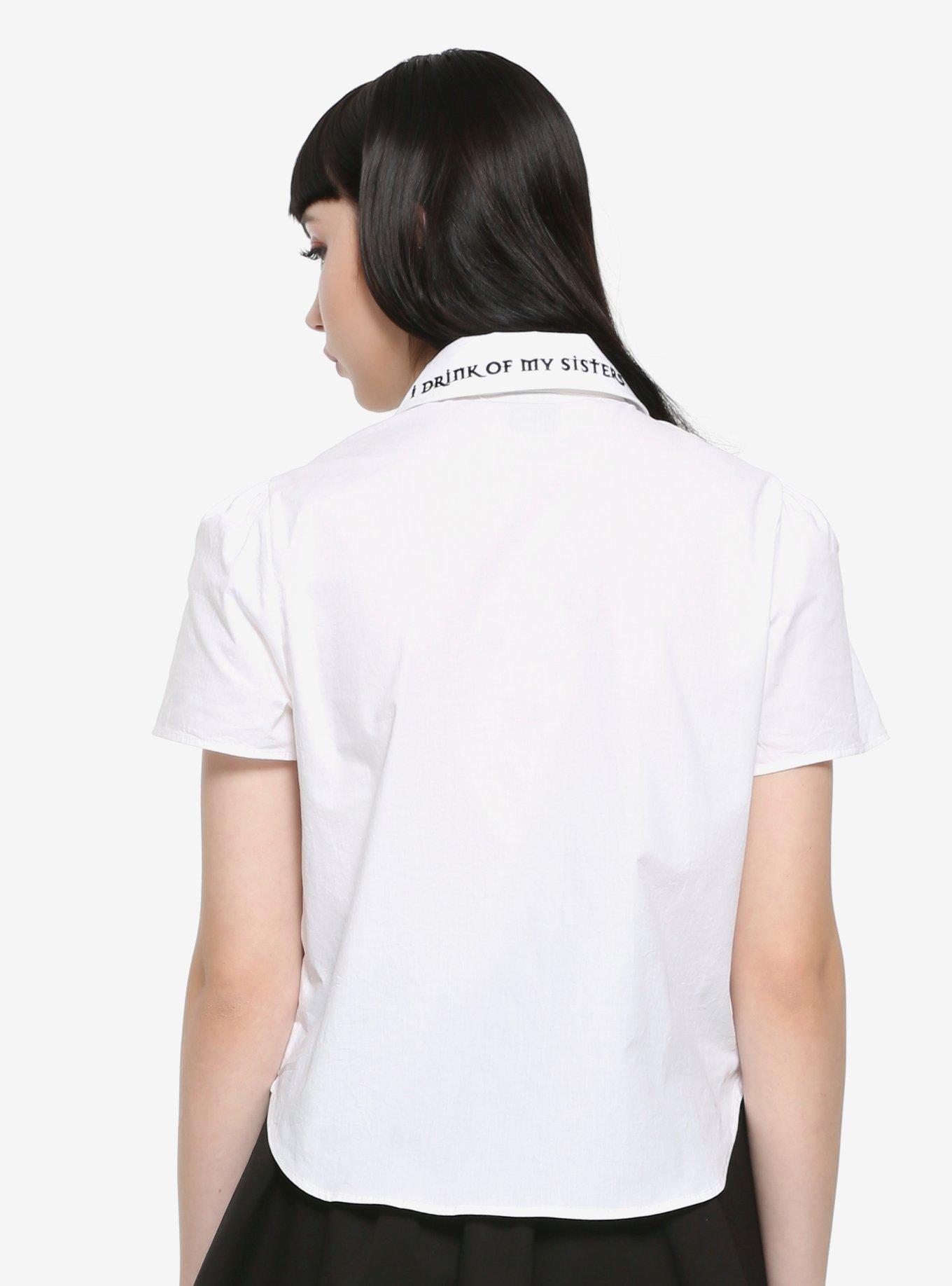 The Craft Pentagram Tie-Front Girls Woven Button-Up, BLACK, alternate