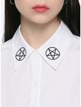 The Craft Pentagram Tie-Front Girls Woven Button-Up, BLACK, alternate