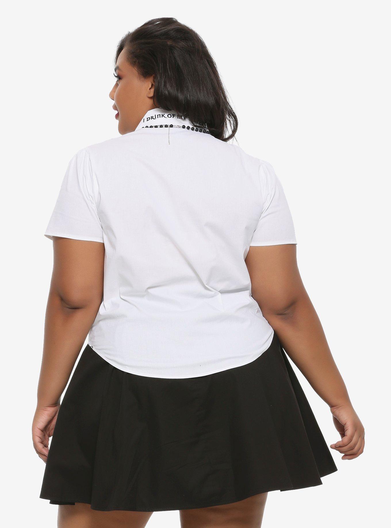 The Craft Pentagram Tie-Front Girls Woven Button-Up Plus Size, , alternate