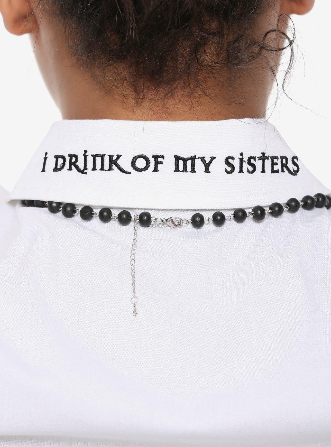 The Craft Pentagram Tie-Front Girls Woven Button-Up Plus Size, , alternate