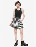Black & White Stripe Skater Skirt, BLACK  WHITE, alternate