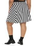Black & White Striped Skater Skirt Plus Size, , alternate