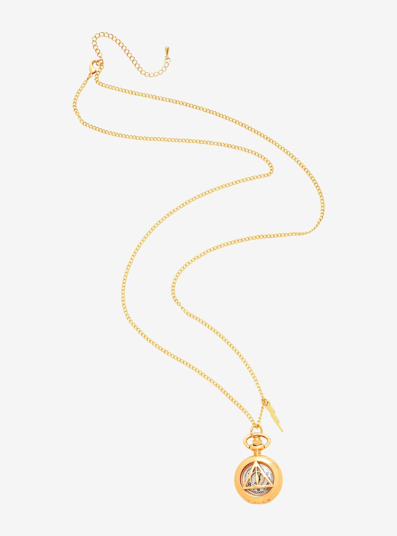 Harry Potter Deathly Hallows Gold Watch Necklace - BoxLunch Exclusive, , alternate