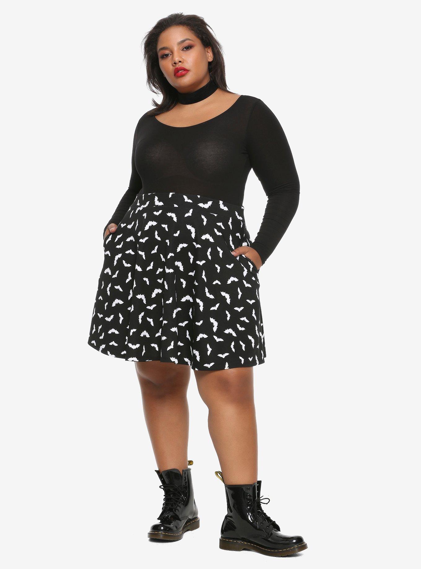 Bat Skater Skirt Plus Size, , alternate