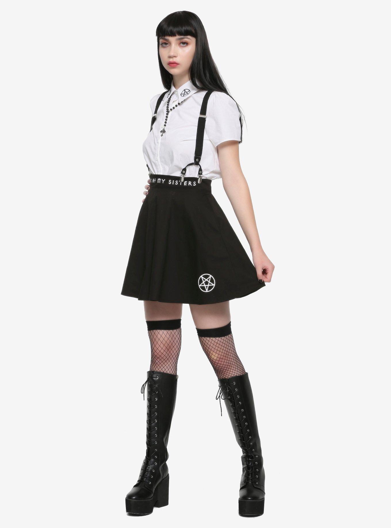 The Craft Pentagram Suspender Skirt, BLACK, alternate