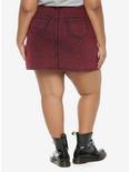 Red Acid Wash Denim Skirt Plus Size, RED, alternate