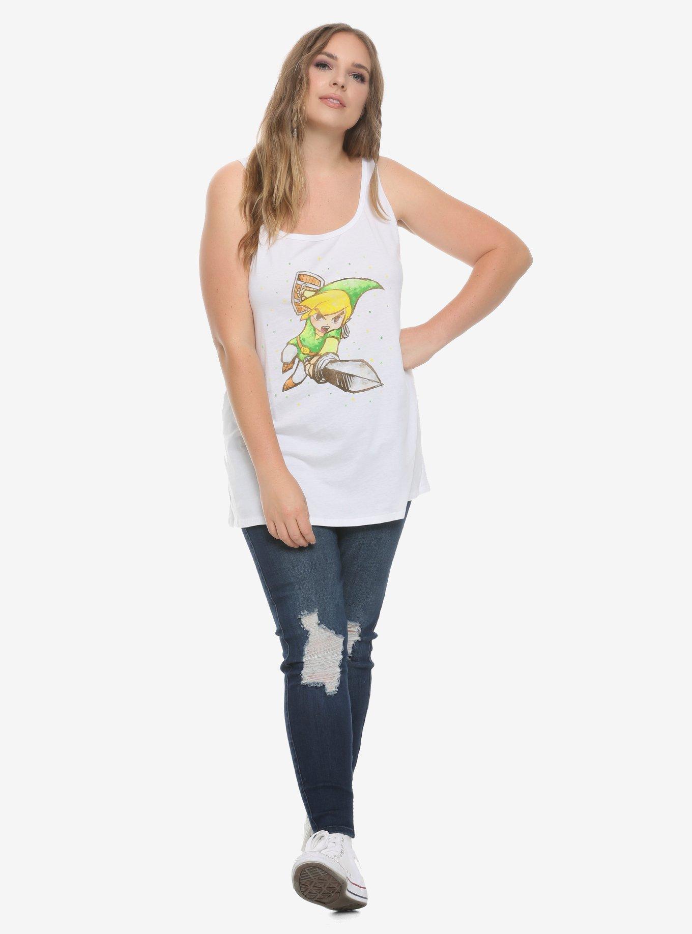 The Legend Of Zelda Watercolor Link Girls Tank Top Plus Size, , alternate