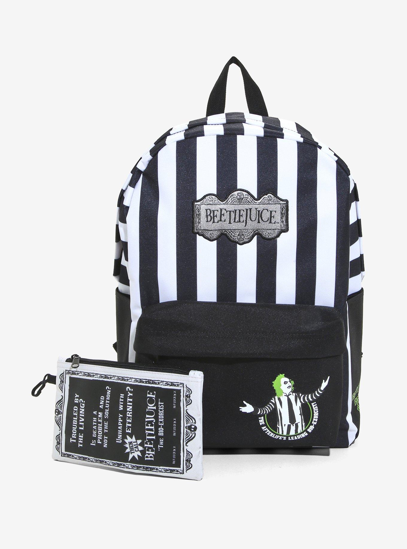 Beetlejuice Black & White Striped Backpack, , alternate