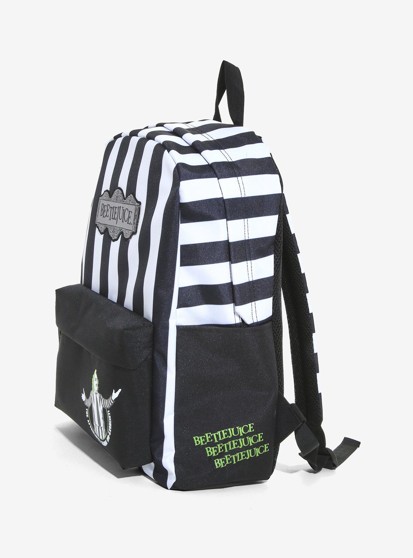 Beetlejuice Black & White Striped Backpack, , alternate