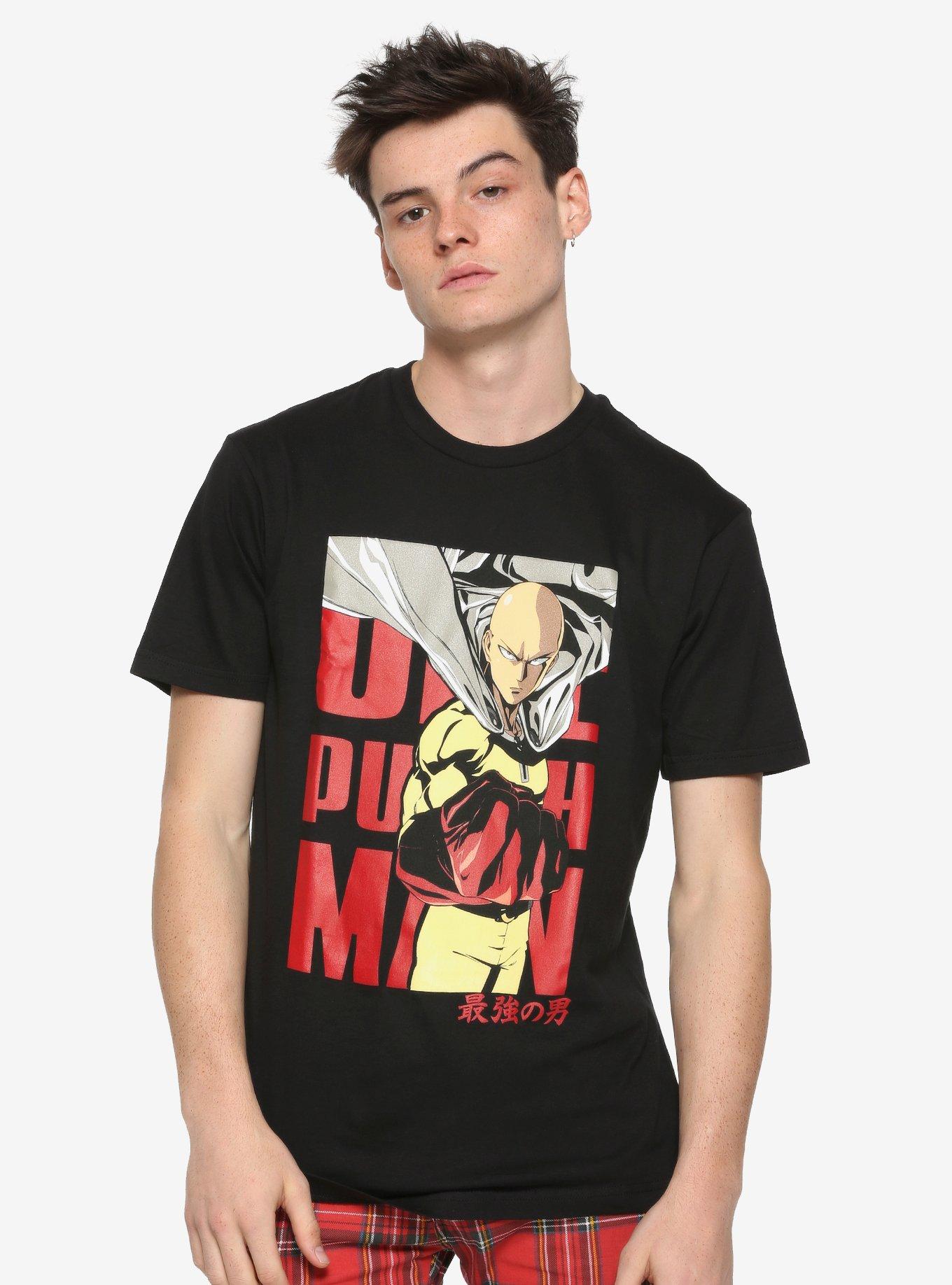 One Punch Man Poster T-Shirt, RED, alternate