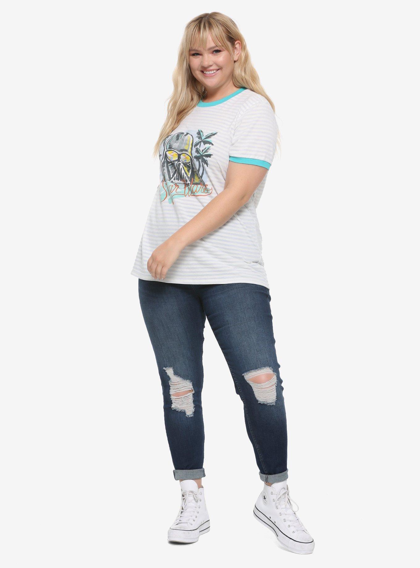 Her Universe Star Wars Tropical Darth Vader Ringer T-Shirt Plus Size Her Universe Exclusive, , alternate
