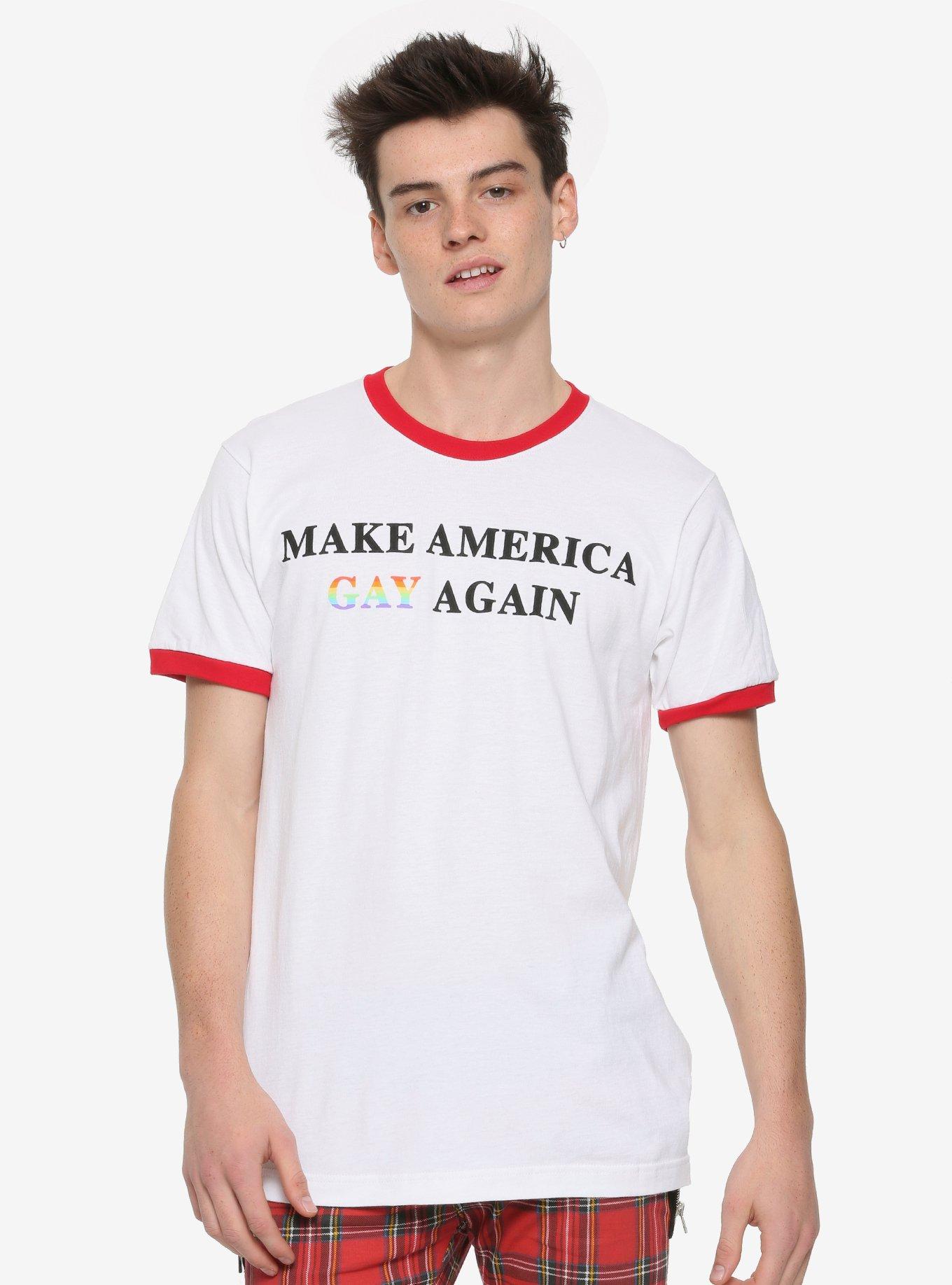 Make America Gay Again Ringer T-Shirt Hot Topic Exclusive, BLACK, alternate
