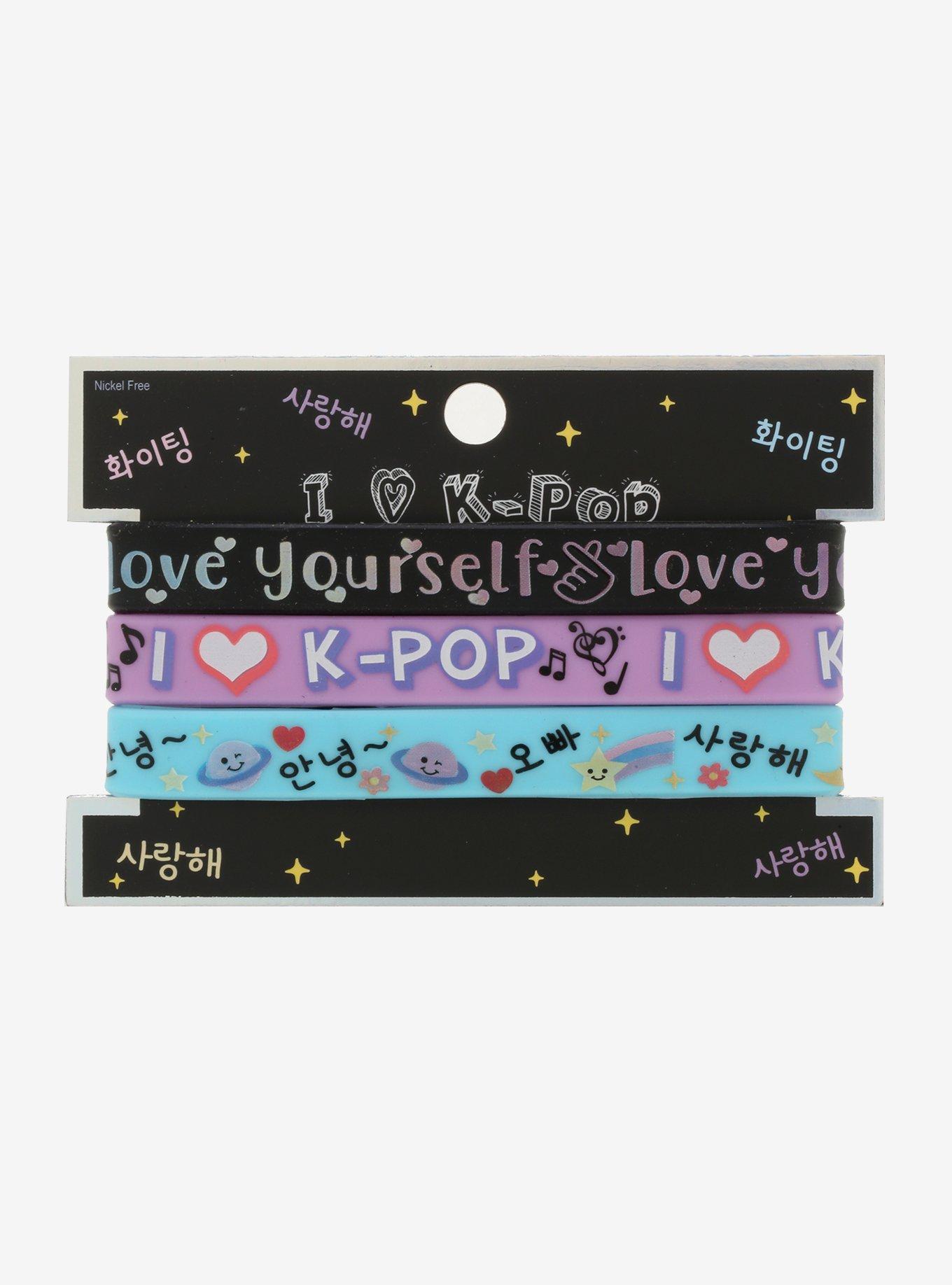 I Love K-Pop Rubber Bracelet Set, , alternate