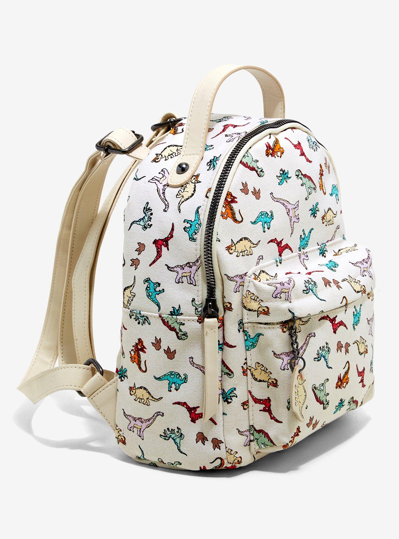 Dinosaurs Print Canvas Mini Backpack, , alternate