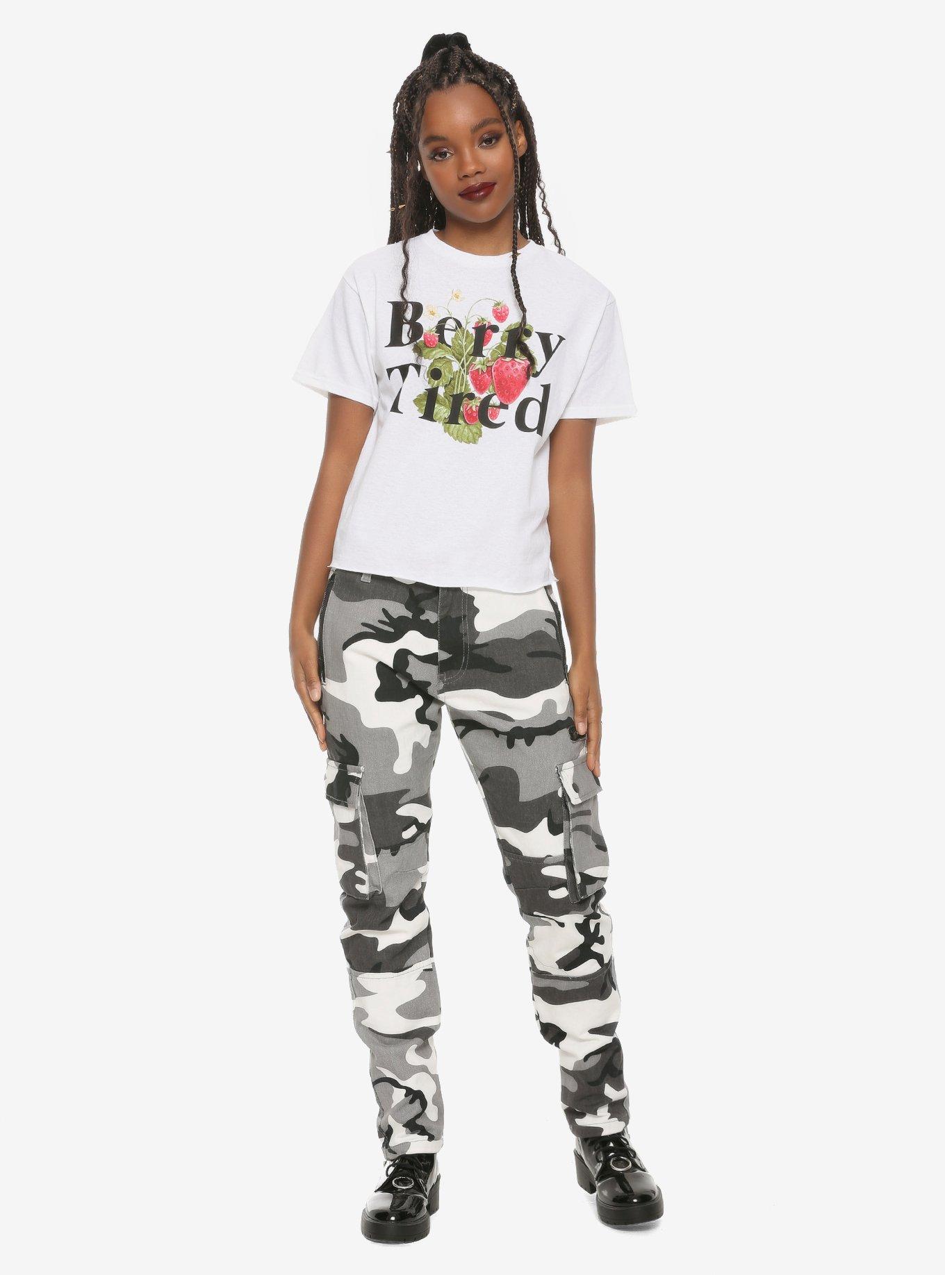Berry Tired Girls Crop T-Shirt, PINK, alternate