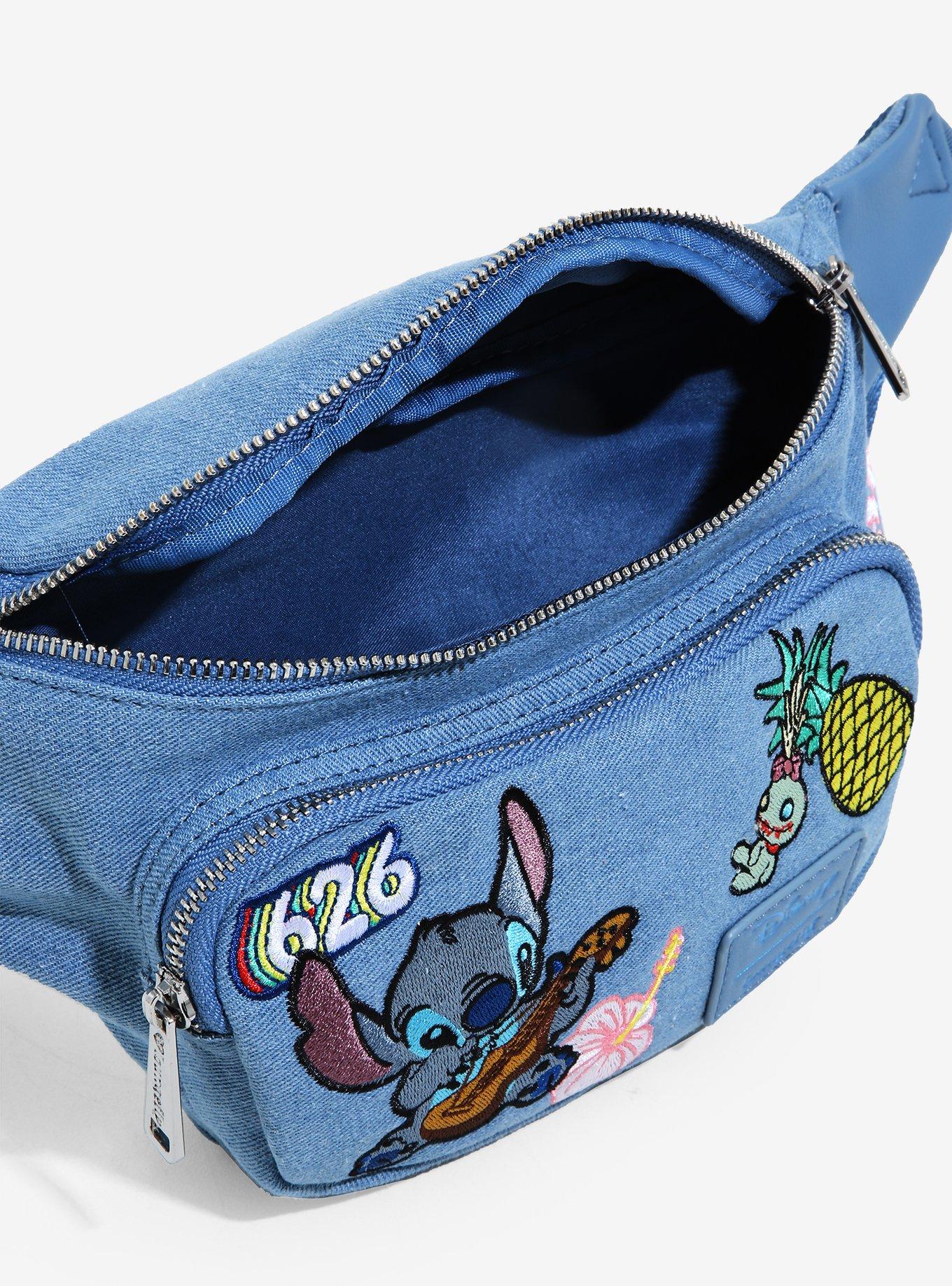 Loungefly Disney Lilo & Stitch Patches Denim Fanny Pack - BoxLunch Exclusive, , alternate