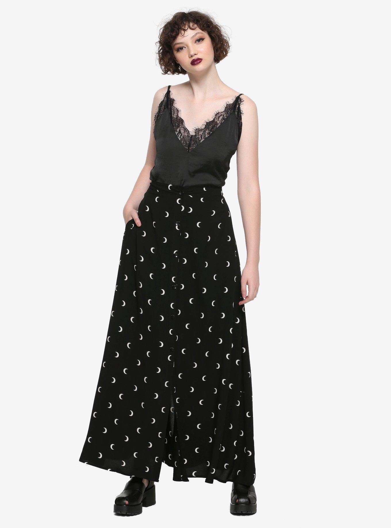 Crescent Moon Maxi Skirt, BLACK, alternate