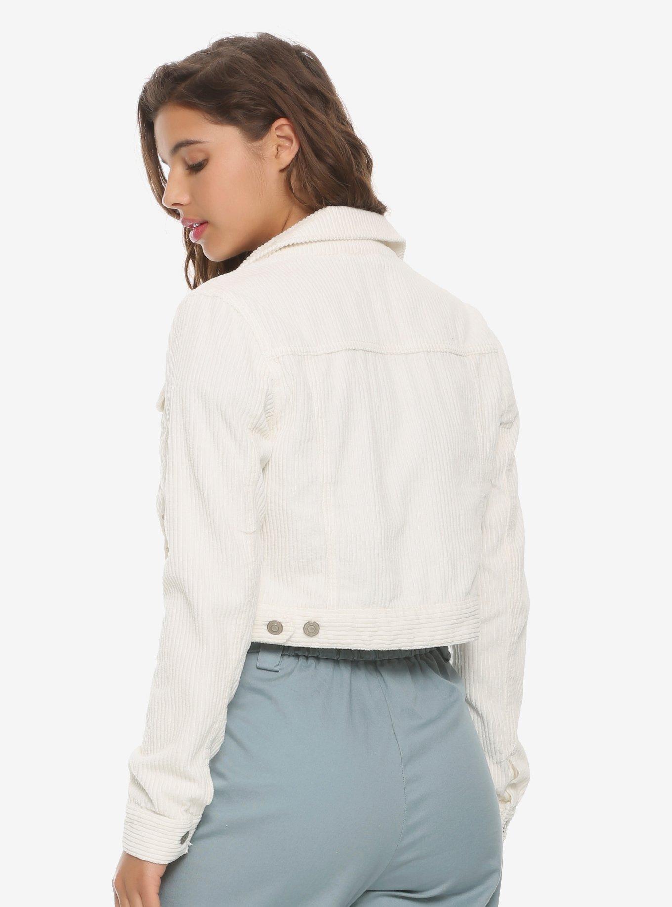 Cream Crop Girls Corduroy Jacket, OFF WHITE, alternate