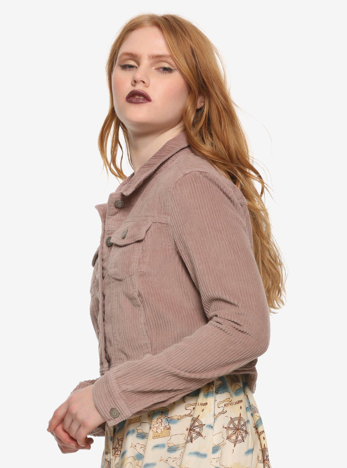 Mauve Crop Girls Corduroy Jacket, MAUVE, alternate