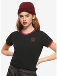 Buffy The Vampire Slayer Barbed Logo Girls Ringer T-Shirt, RED, alternate