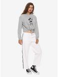 Disney Mickey Mouse Tie-Front Girls Crop Sweatshirt, BLACK, alternate