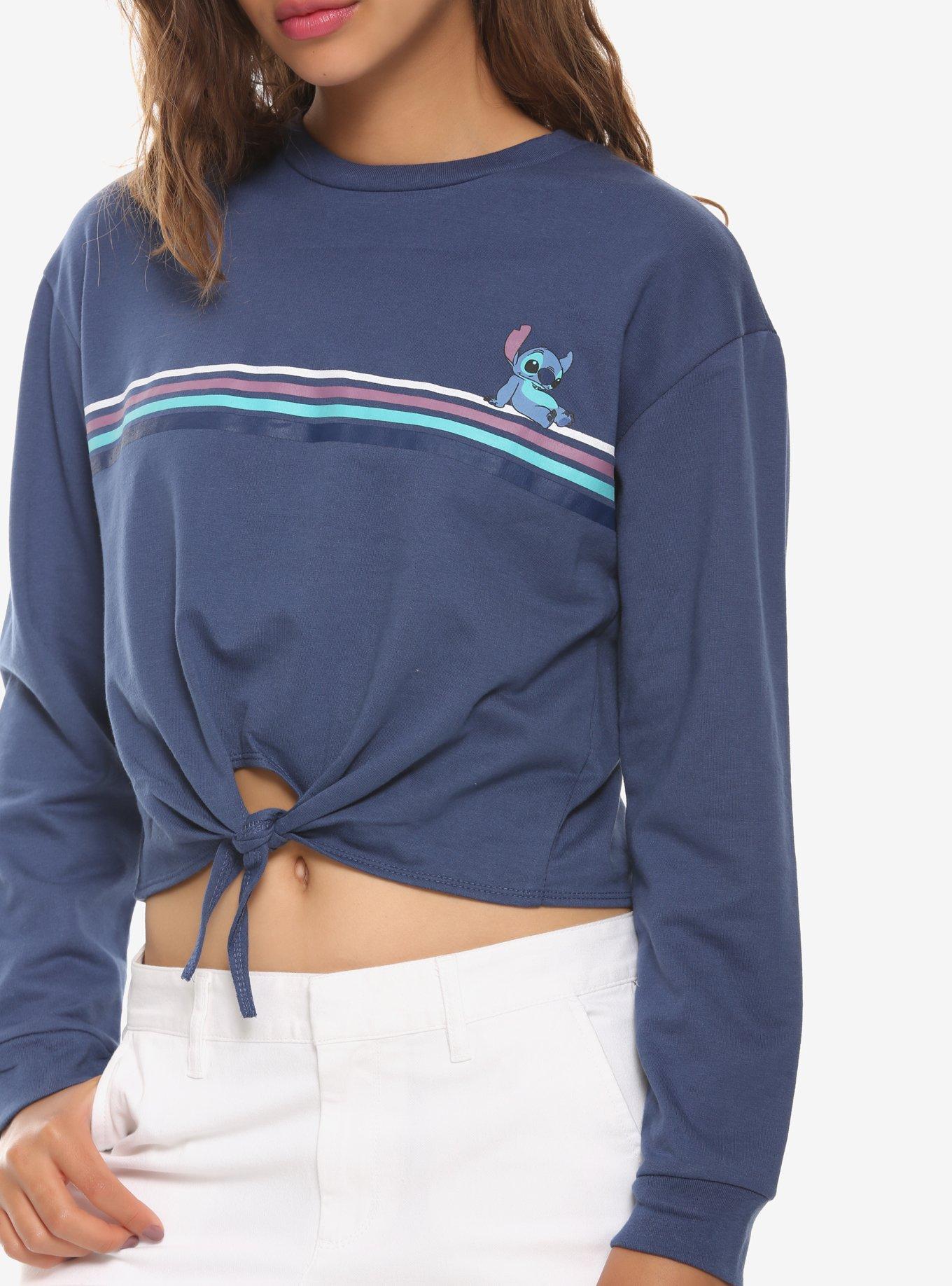 Disney Lilo & Stitch Tie-Front Girls Crop Sweatshirt, BLUE, alternate